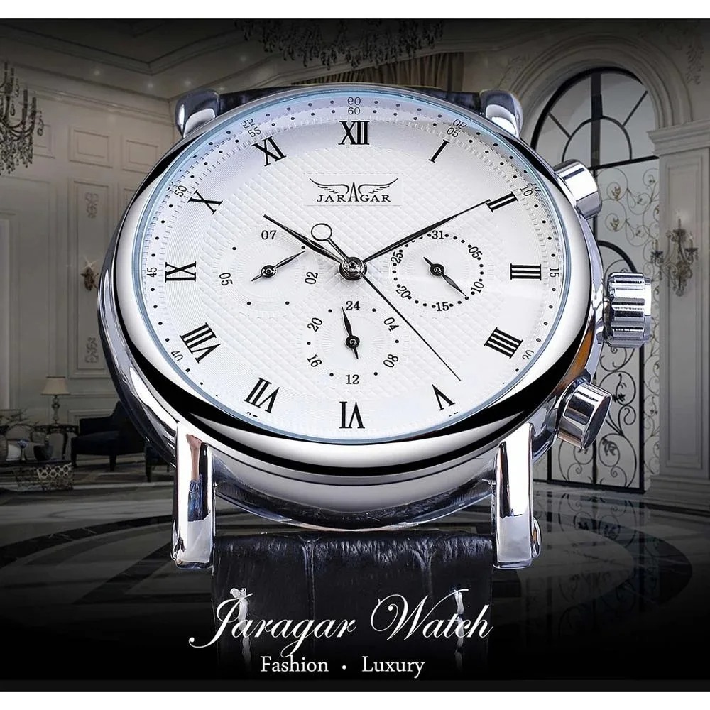 JARAGAR 273A Top Brand Luxury  - огляд і ціна Luxury Watch With Leather Strap