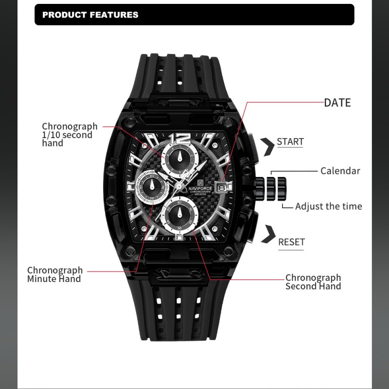 NAVIFORCE Man's Watch 5ATM Wat - огляд і ціна Luxury Watch Straps