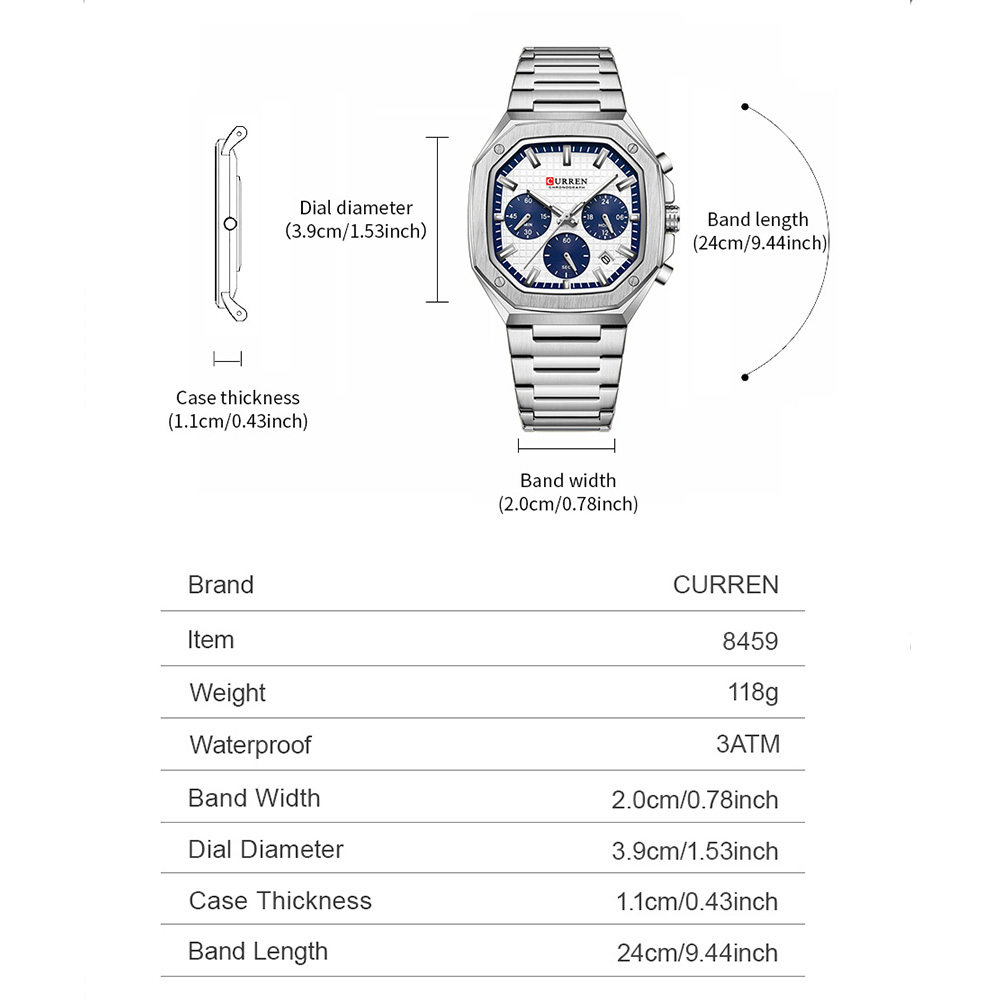 CURREN Luxury Square Chrono Wa - огляд і ціна Luxury Watch Men